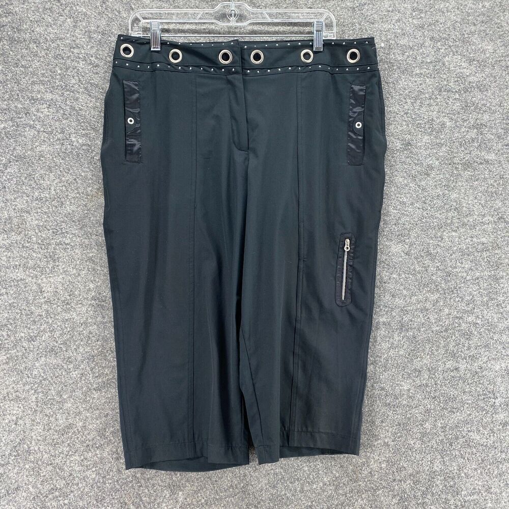 Tail Tech Cropped Pants Women 14 Black High Rise Flat Front Pockets Casual